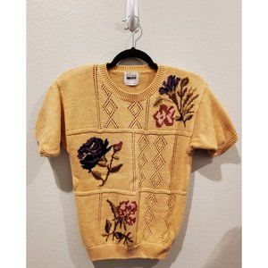 LESLIE FAY Petite Vintage Beige Floral Sweater